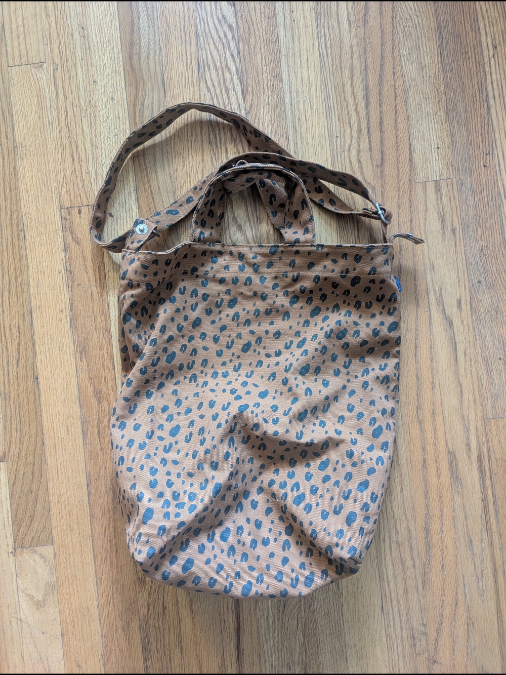 BAGGU Leopard-Print Brown and Black Canvas Tote